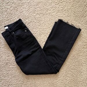 Mango - Sienna Cropped Flare Denim Jeans - Black - Size 6